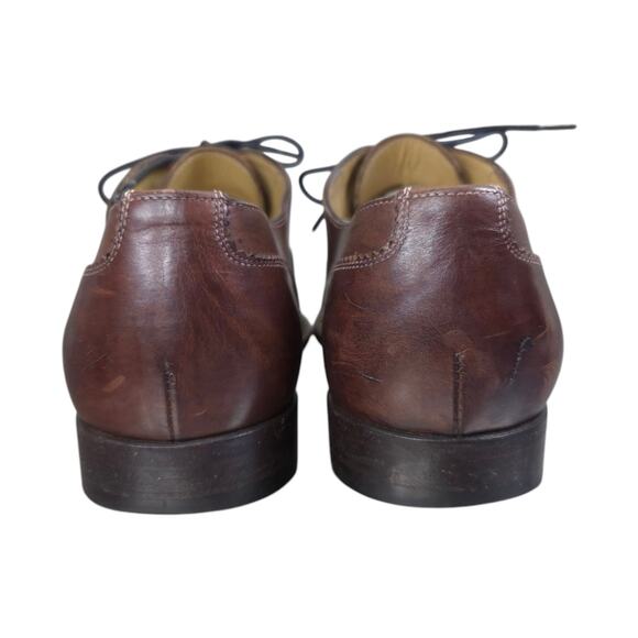 Santoni Calfskin‎ Leather Cap Toe Oxford Italy Shoes Brown 1976 Men Sz 10 D main image 11